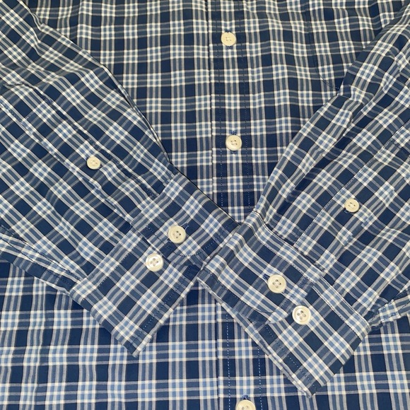 Eddie Bauer Men's L Button Down Shirt‎ Blue White Plaid Long Sleeve 100% Cotton - Picture 6 of 13